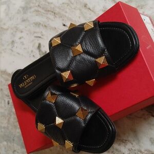 VALENTINO Black Slides Size 40.5